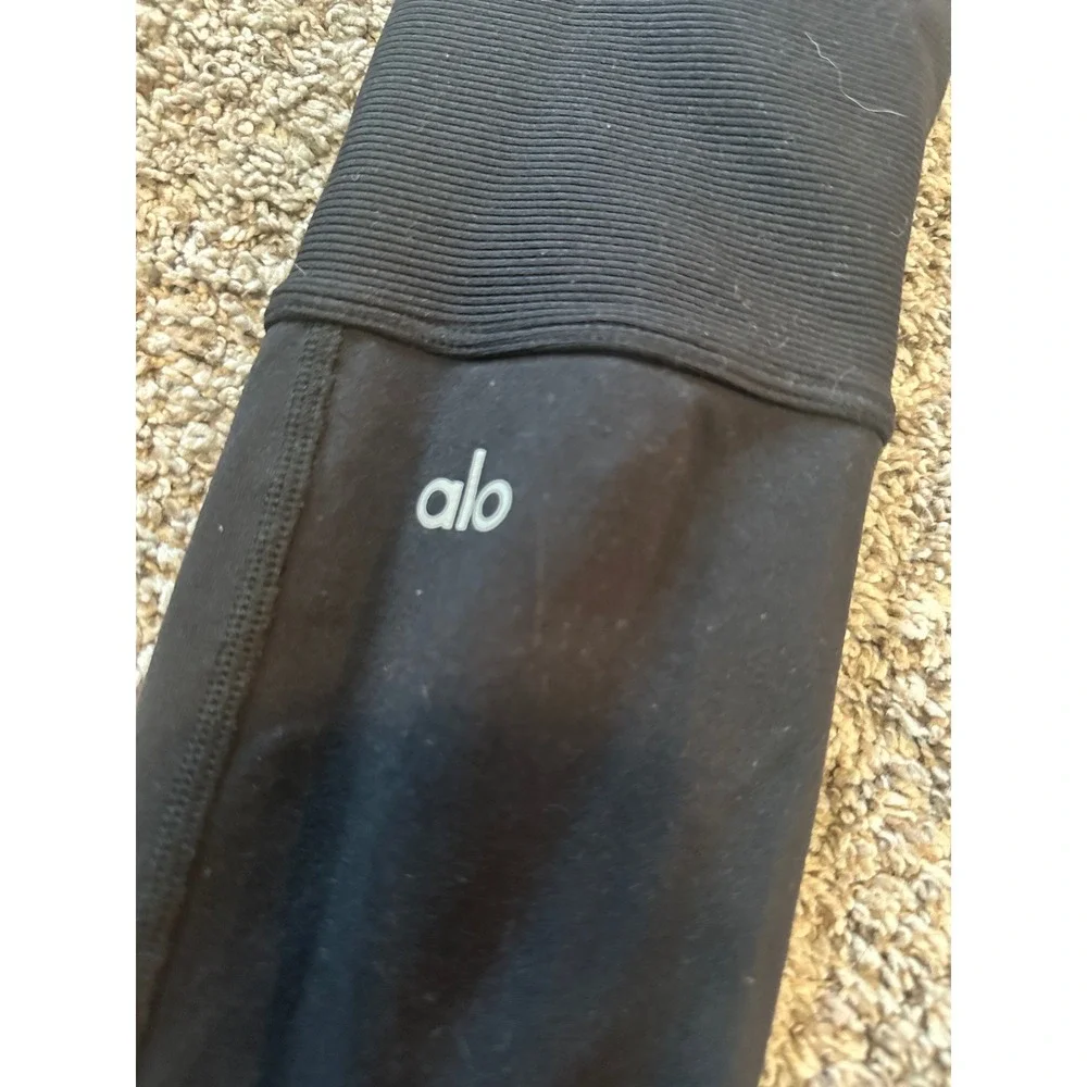Alo Yoga Avenue High Waist Moto Ribbed Leggings Black Small W5541R